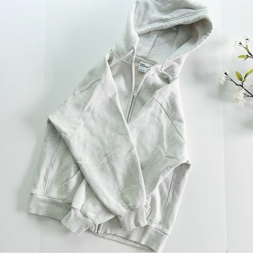 Aritzia TNA Sweatfleece Cozy Fleece Boyfriend Fit Top Zip Up Sweatshirt - Picture 10 of 12